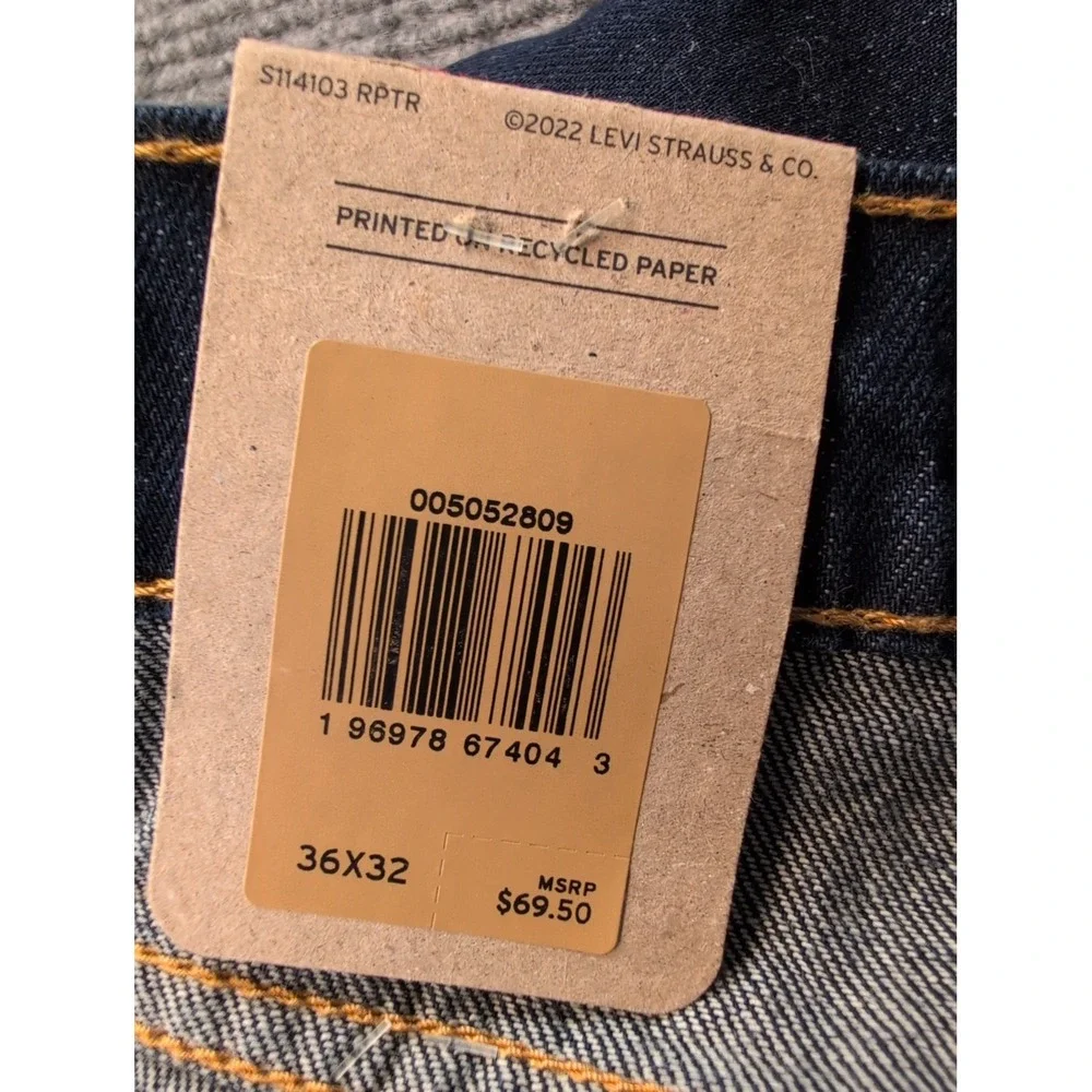 Levi's 505 Men's Regular Stretch 36x32 Dark Wash BRAND NEW